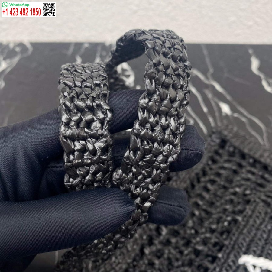 Replika Prada 1bg393 Rafya çantası Siyah