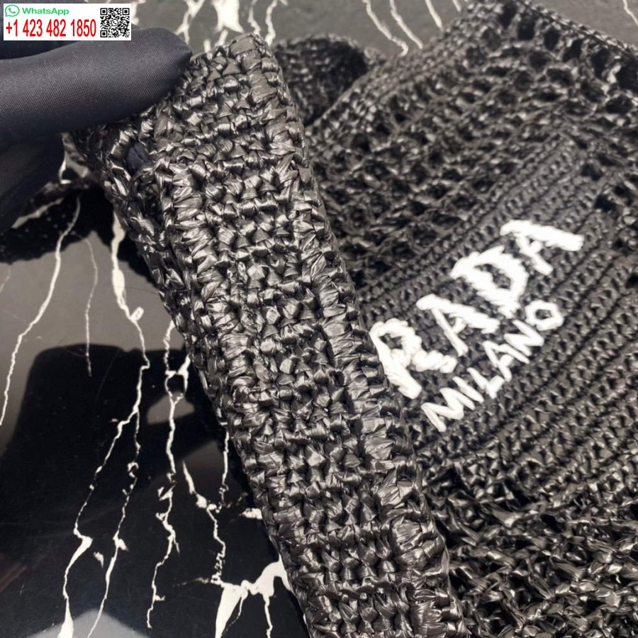 Replika Prada 1bg393 Rafya çantası Siyah