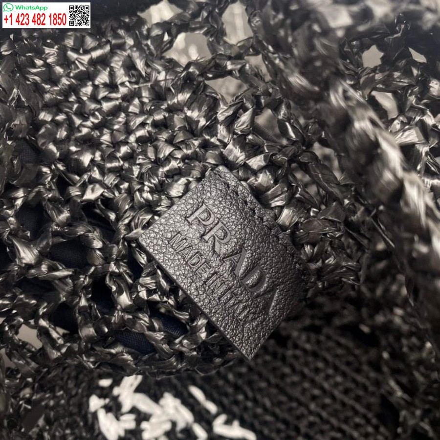 Replika Prada 1bg393 Rafya çantası Siyah