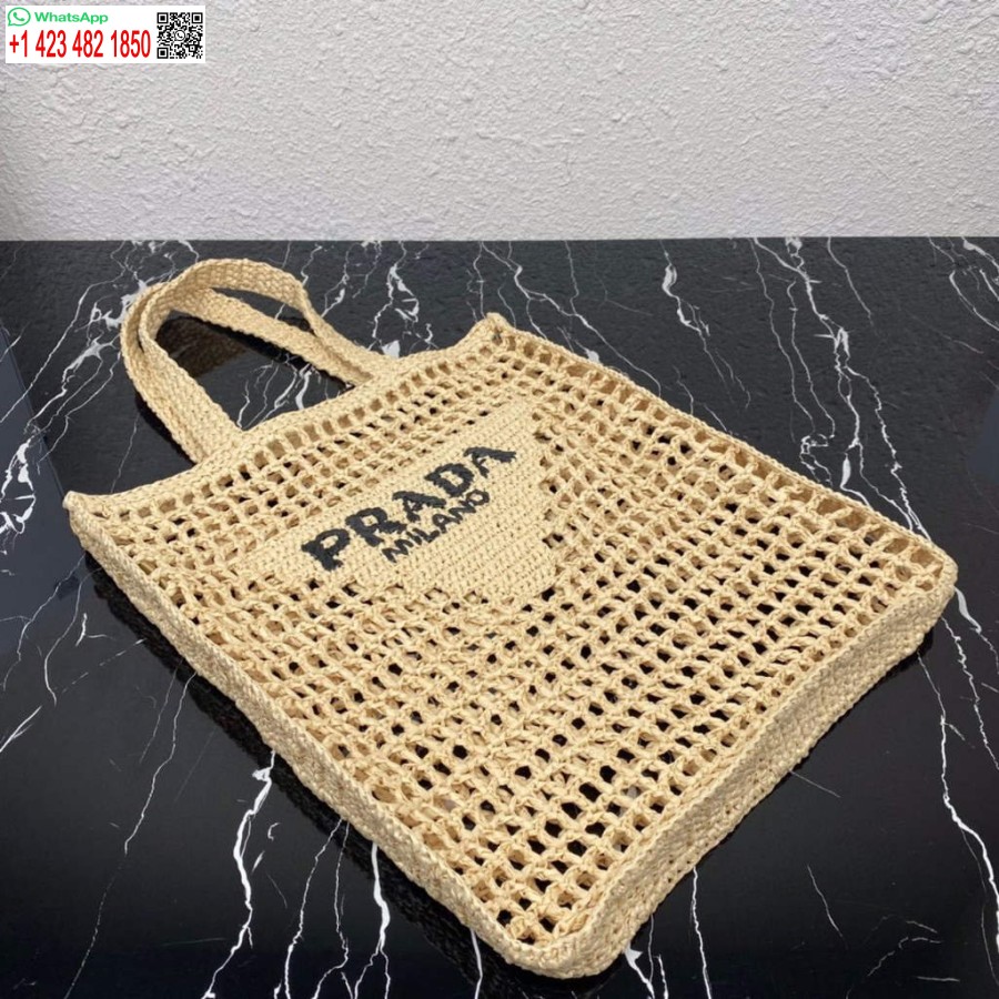 çoğaltma Prada 1bg393 Rafya çantası Kayısı