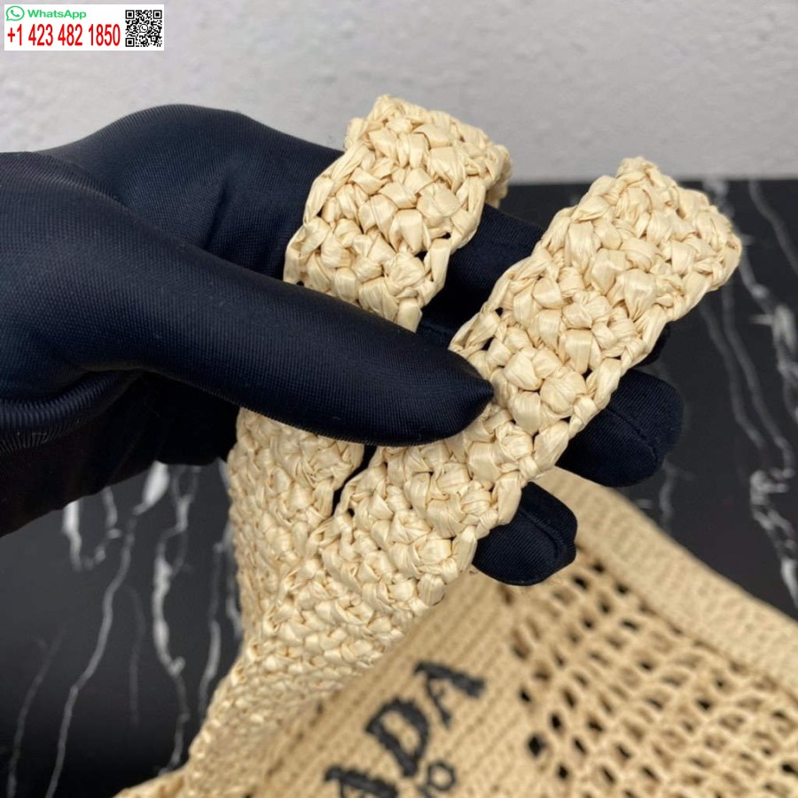 çoğaltma Prada 1bg393 Rafya çantası Kayısı