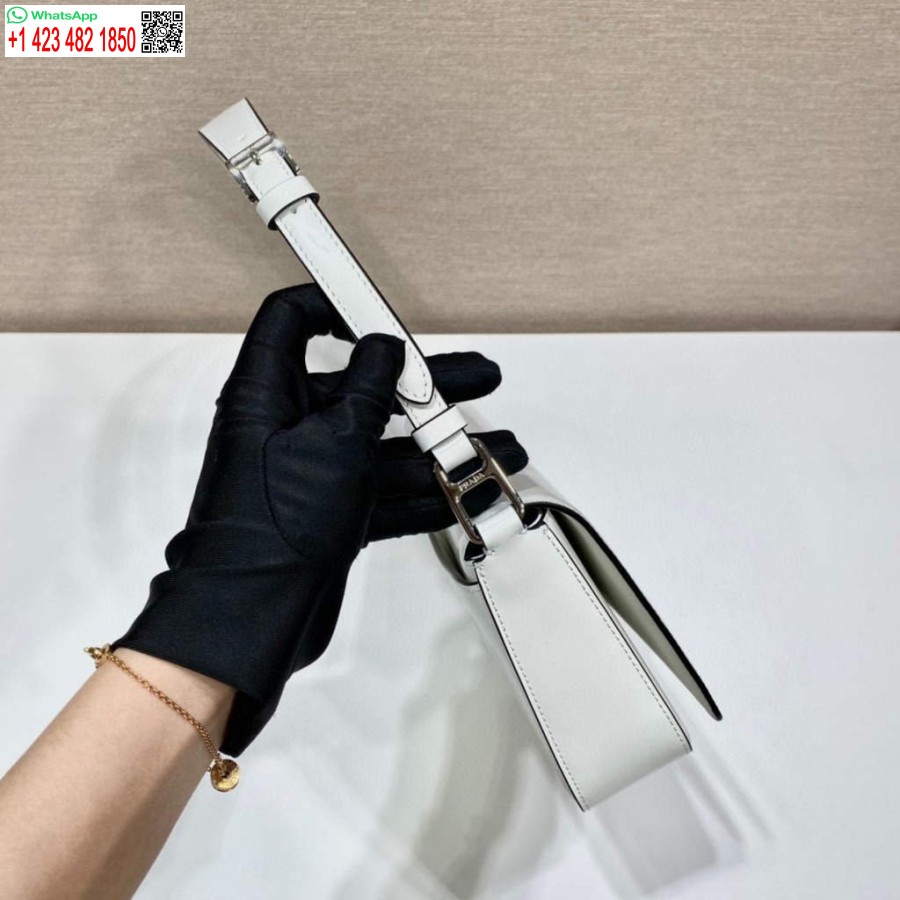 Replika Prada 1bd323 Tas Prada Femme Kulit Brushed Warna Putih