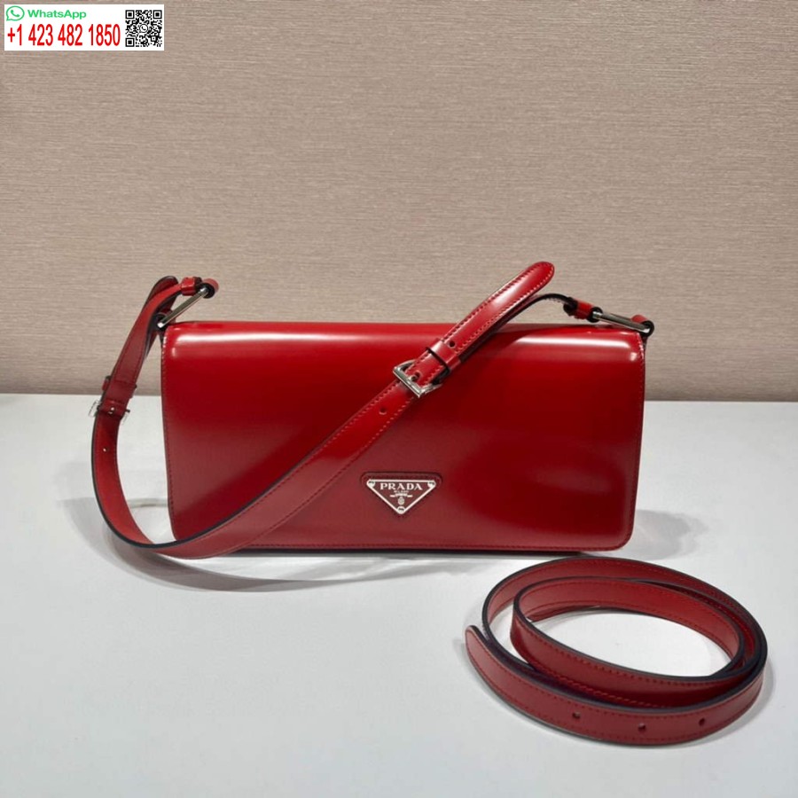 Replica Prada 1BD323 Brushed leather Prada Femme bag Red