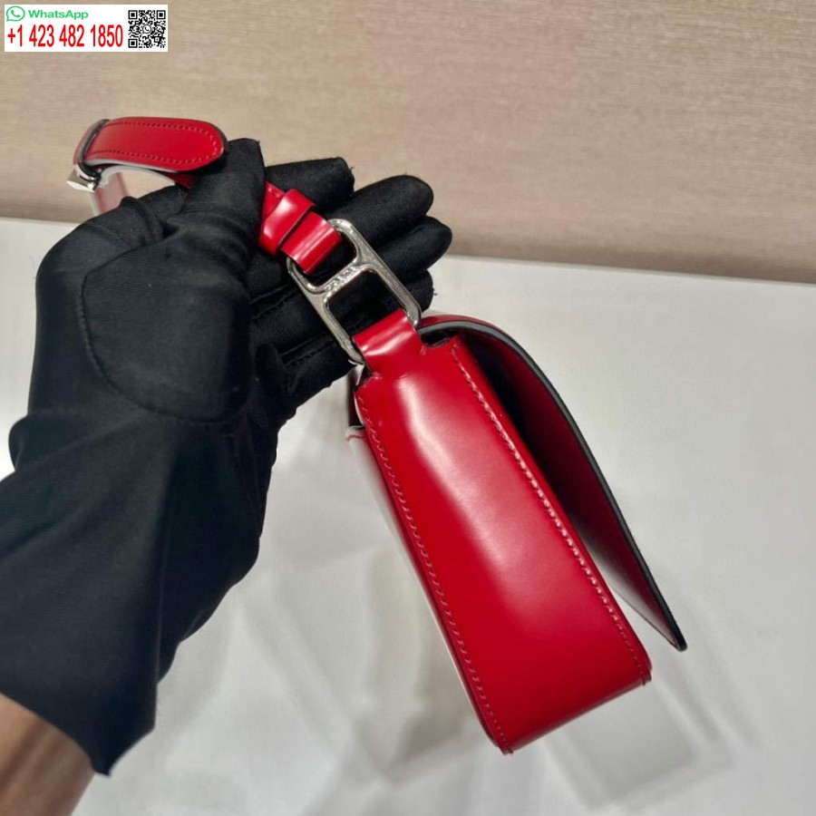 Replica Prada 1BD323 Brushed leather Prada Femme bag Red