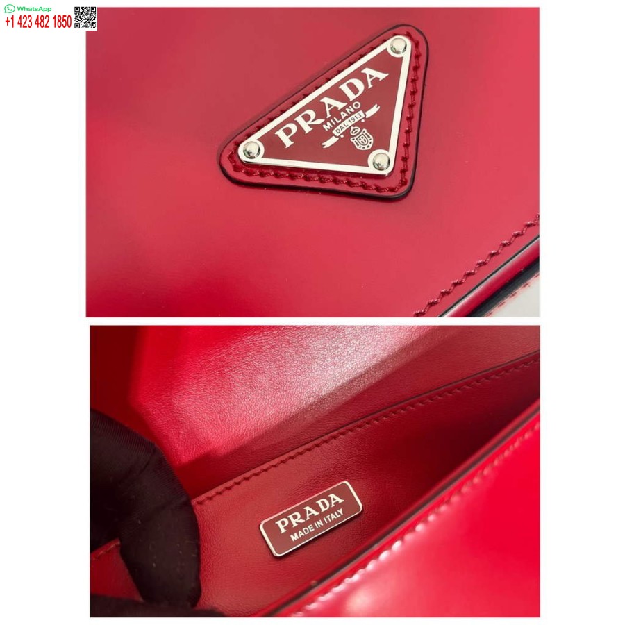 Replica Prada 1BD323 Brushed leather Prada Femme bag Red