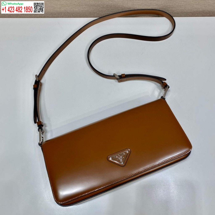 Réplica Prada 1bd323 Couro Escovado Prada Femme Bag Marrom