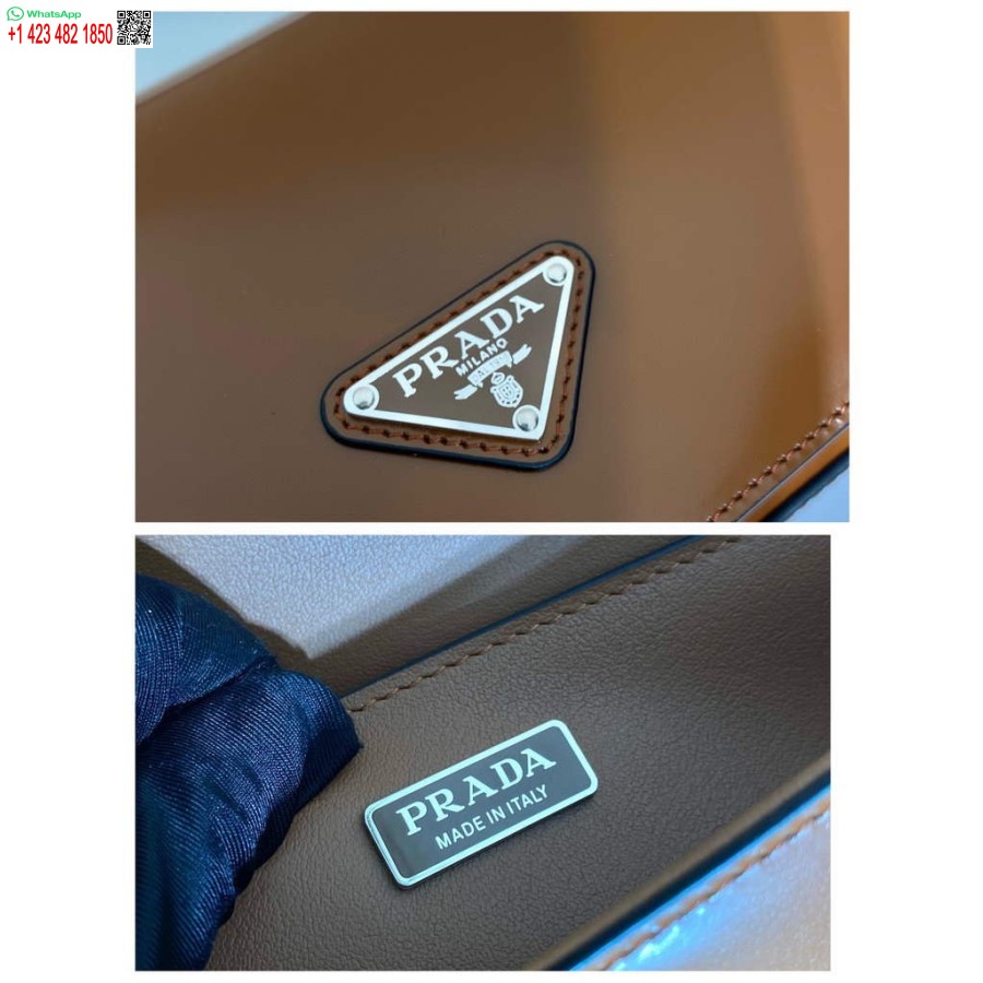 Réplica Prada 1bd323 Couro Escovado Prada Femme Bag Marrom