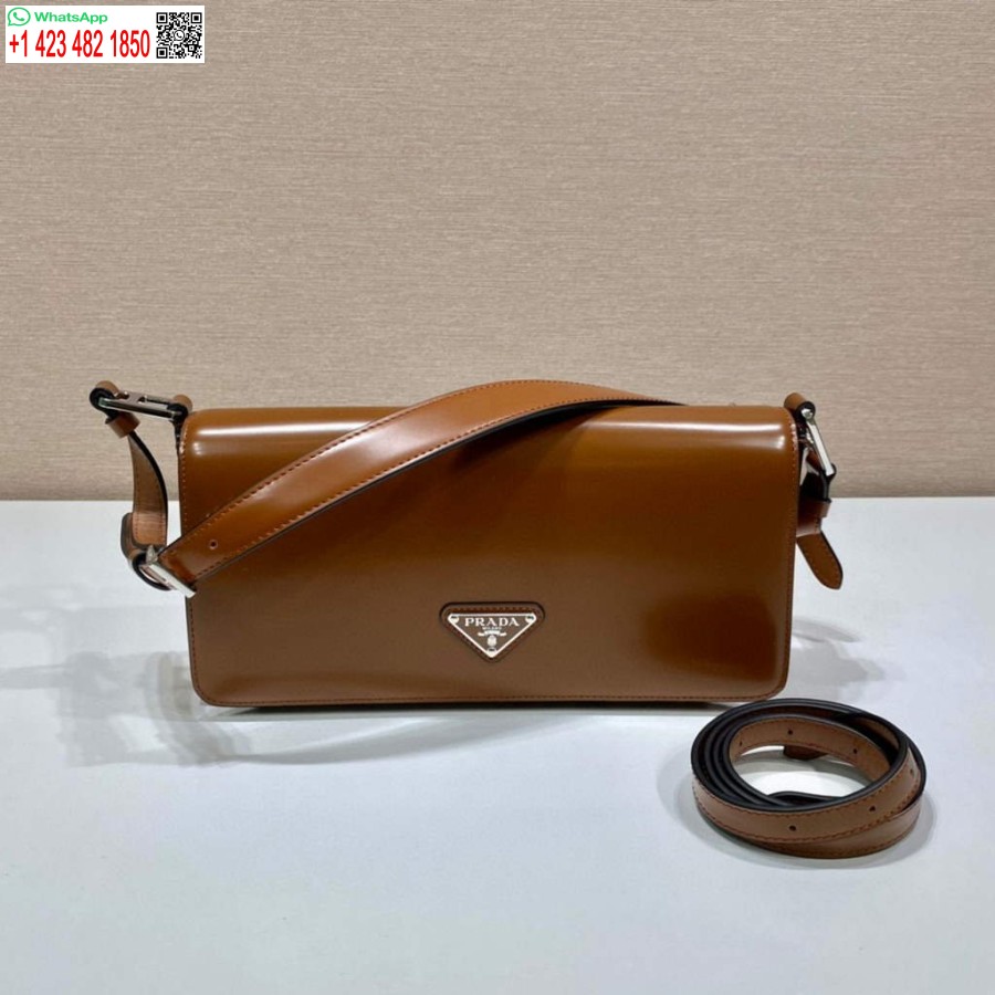 Replica Prada 1bd323 Borsa Prada Femme In Pelle Spazzolata Marrone