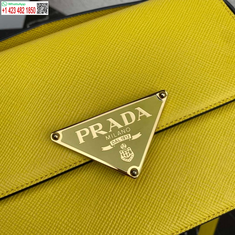 Réplique Prada 1bd320 Prada Emblème Saffiano Sac à Bandoulière Jaune