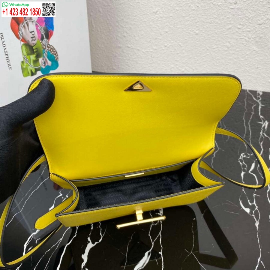 Réplique Prada 1bd320 Prada Emblème Saffiano Sac à Bandoulière Jaune