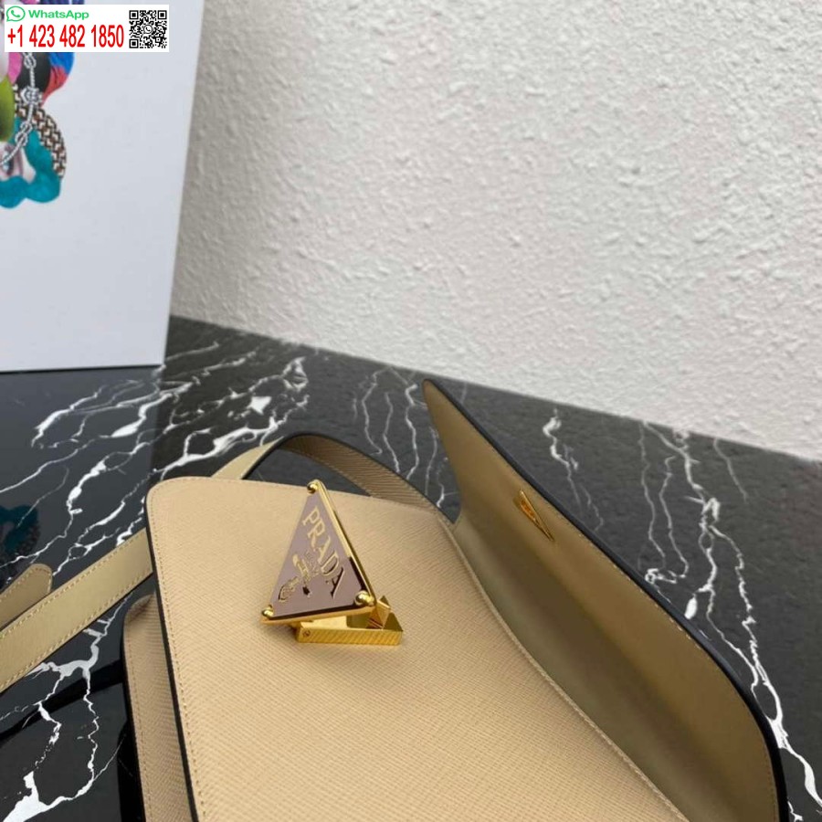 çoğaltma Prada 1bd320 Prada Emblème Saffiano Omuz çantası Taba