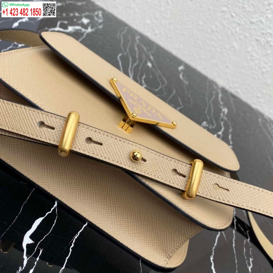 çoğaltma Prada 1bd320 Prada Emblème Saffiano Omuz çantası Taba