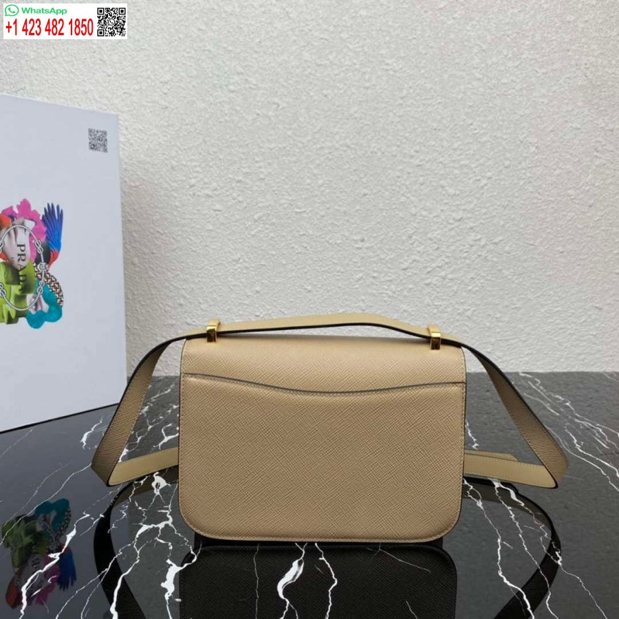 Replica Prada 1BD320 Prada Emblème Saffiano Shoulder Bag Tan