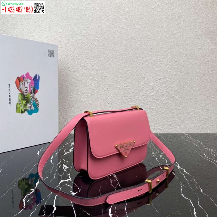 Replica Prada 1bd320 Prada Emblème Saffiano Skuldertaske Pink