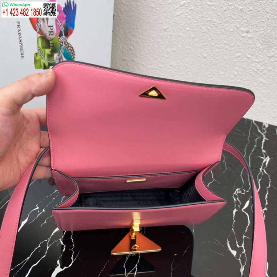 Replica Prada 1bd320 Prada Emblème Saffiano Skuldertaske Pink