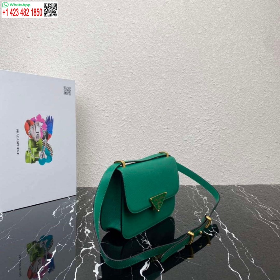 Réplica Prada 1bd320 Bolso De Hombro Prada Emblème Saffiano Verde