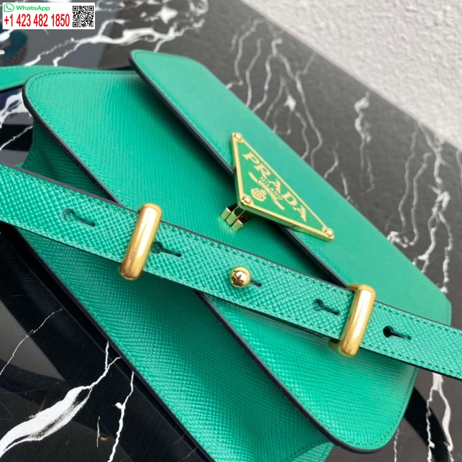 Réplica Prada 1bd320 Bolso De Hombro Prada Emblème Saffiano Verde