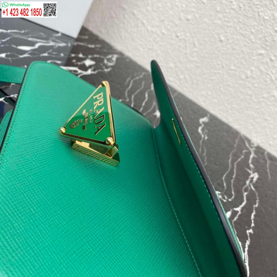 Réplica Prada 1bd320 Bolso De Hombro Prada Emblème Saffiano Verde