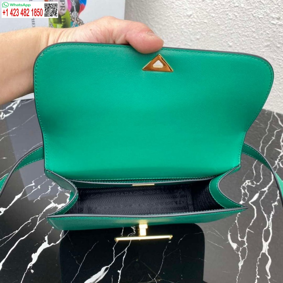 Réplica Prada 1bd320 Bolso De Hombro Prada Emblème Saffiano Verde