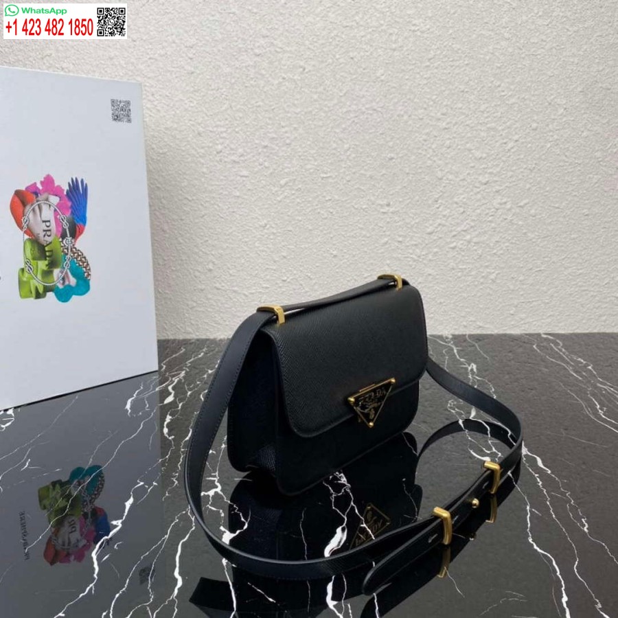 Replica Prada 1bd320 Prada Emblème Saffiano Plecu Soma Melna