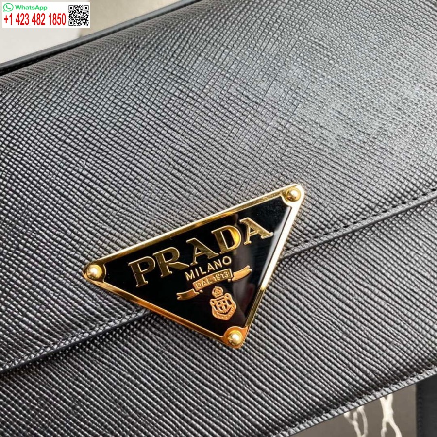 Replica Prada 1bd320 Prada Emblème Saffiano Plecu Soma Melna