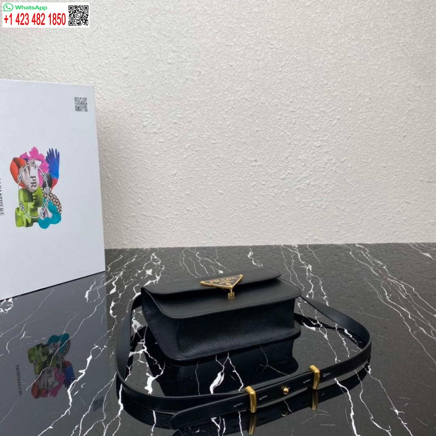 Replica Prada 1bd320 Prada Emblème Saffiano Plecu Soma Melna