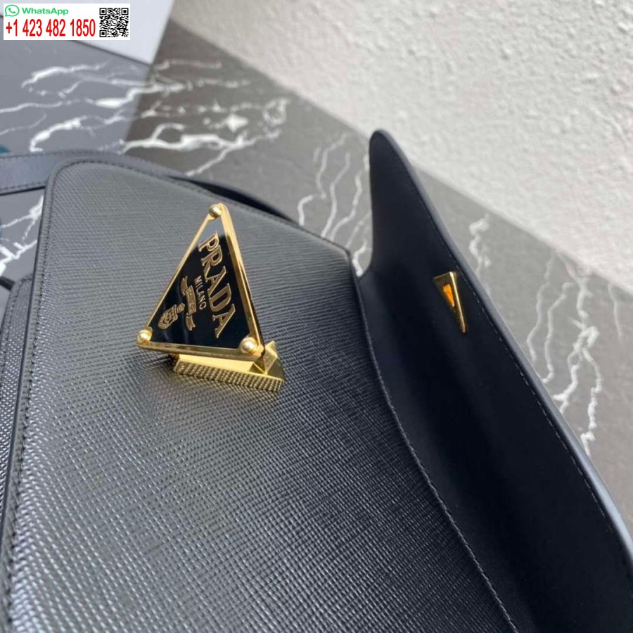 Replica Prada 1bd320 Prada Emblème Saffiano Plecu Soma Melna