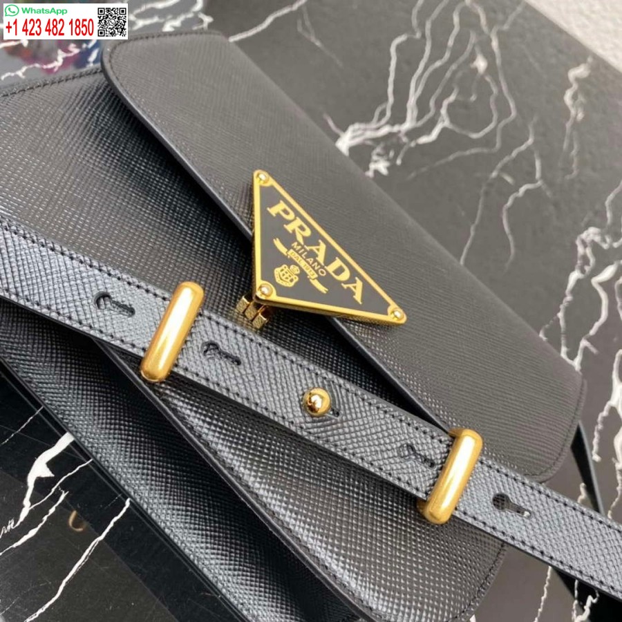 Replica Prada 1bd320 Prada Emblème Saffiano Plecu Soma Melna