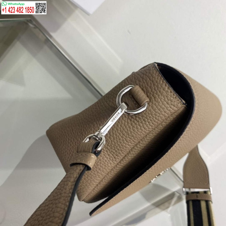 Réplica Prada 1bd314 Bolsa De Ombro De Couro Cinza Argila
