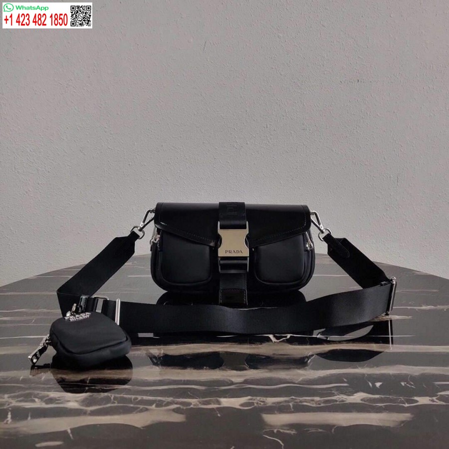 Replica Prada 1BD295 Prada Pocket Nappa Leather Bag Black