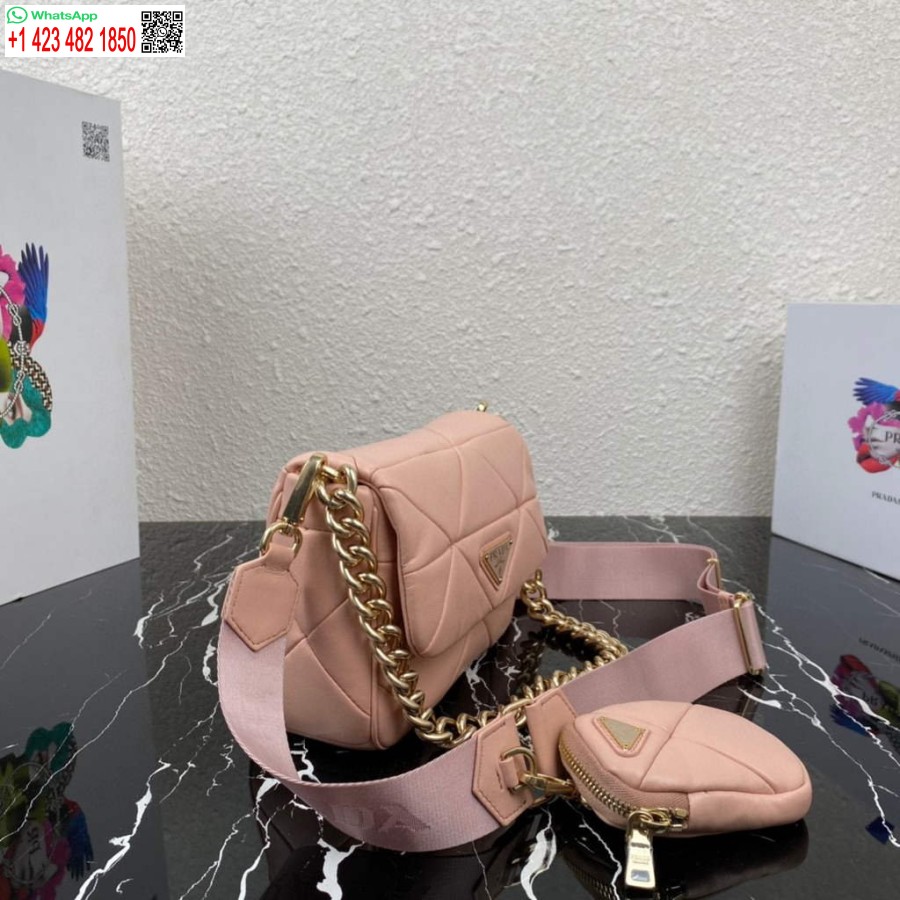 Replica Prada 1bd292 Borsa Prada System Nappa Patchwork In Pelle Rosa Chiaro