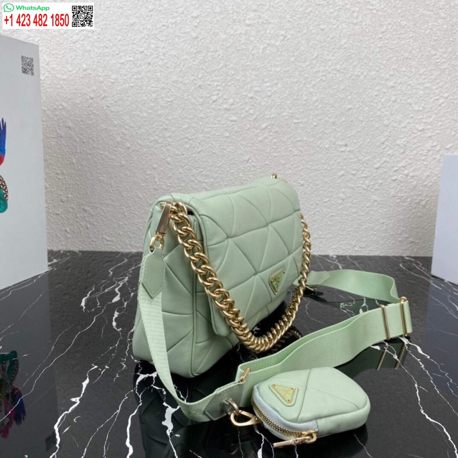 Replica Prada 1BD291 Prada System nappa leather patchwork bag Light Green