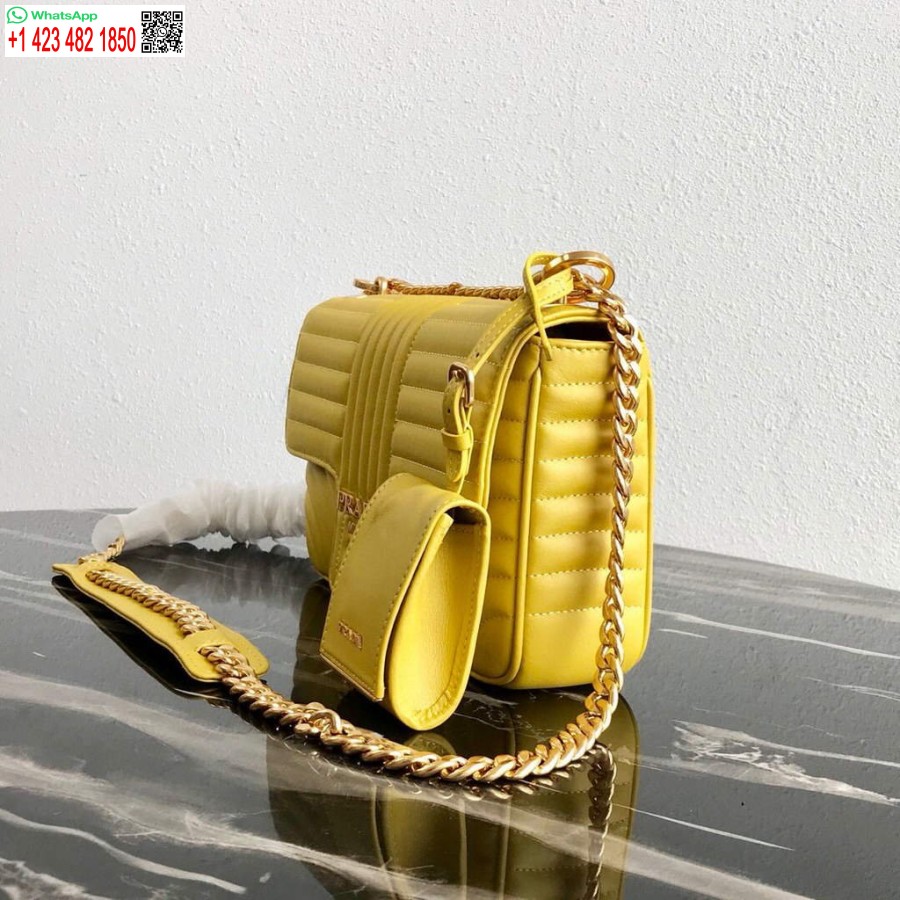 Replica Prada 1BD108 Medium Leather Prada Diagramme Bag Yellow