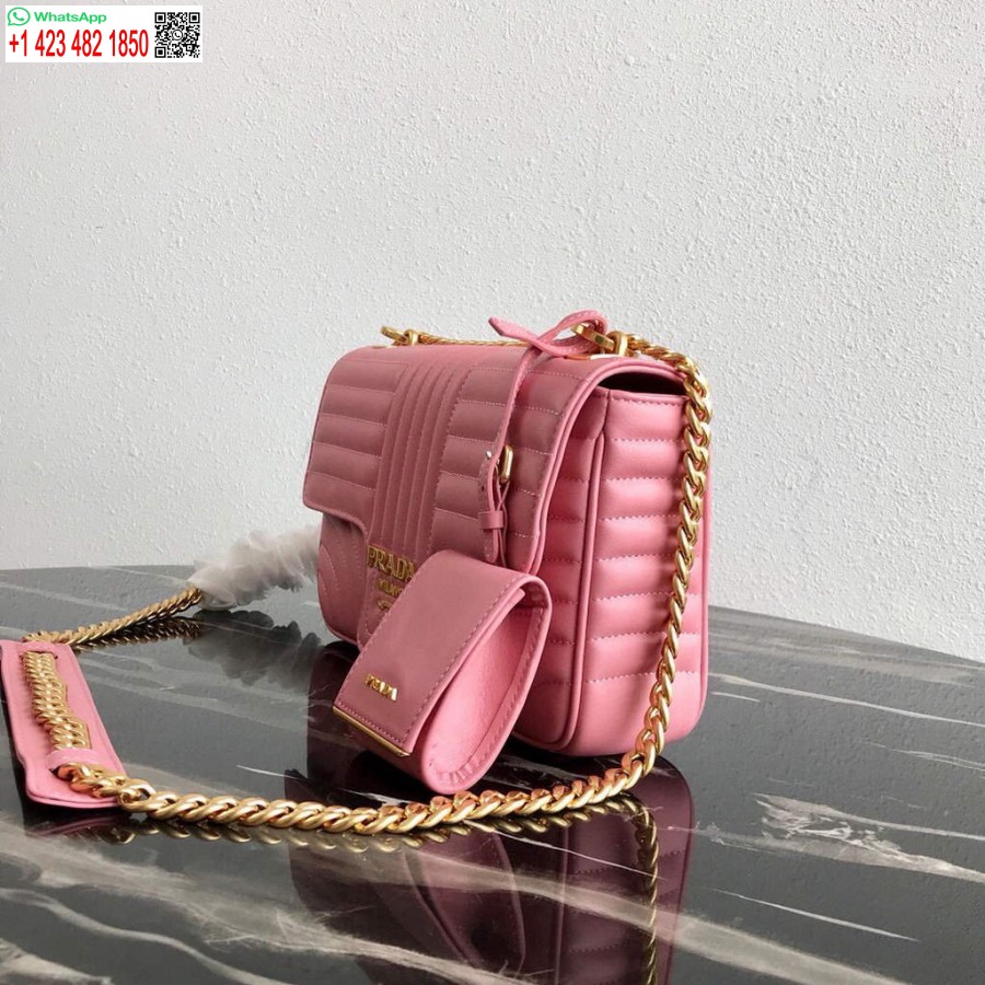 Replica Prada 1BD108 Medium Leather Prada Diagramme Bag Pink