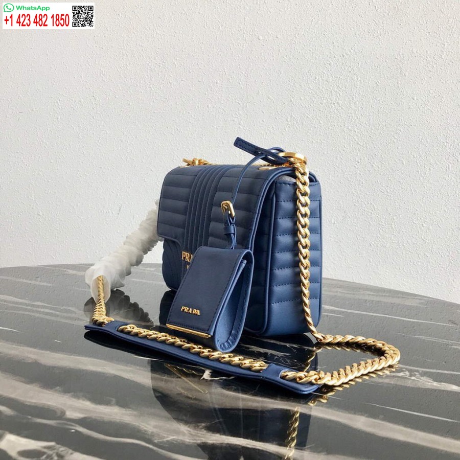 Replica Prada 1BD108 Medium Leather Prada Diagramme Bag Blue