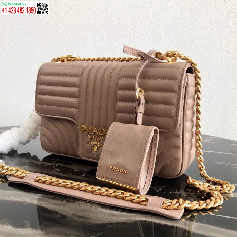 Replica Prada 1BD108 Medium Leather Prada Diagramme Bag Apricot