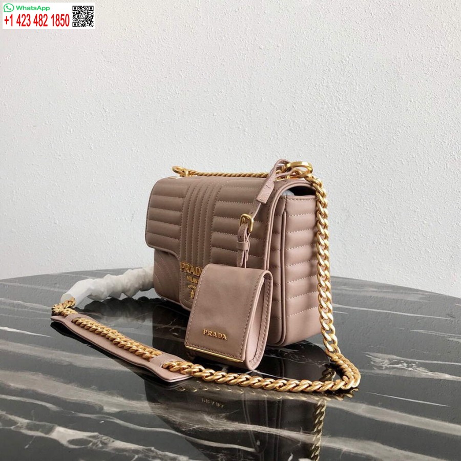 Replica Prada 1BD108 Medium Leather Prada Diagramme Bag Apricot