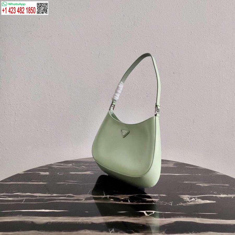 Replica Prada 1BC499 Prada Cleo Brushed Leather Shoulder Bag in Green