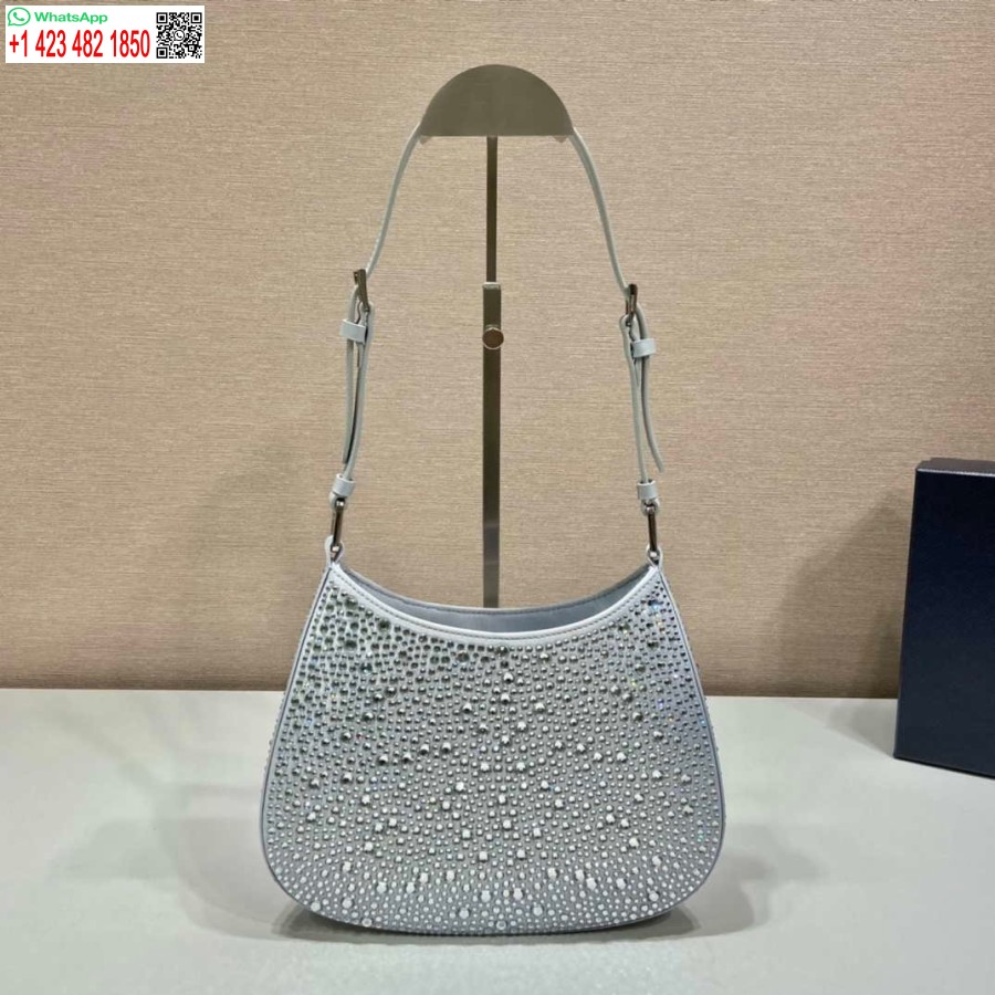 Replika Prada 1bc169 Prada Cleo Satin Maišelis Su Aplikacijomis Baltas