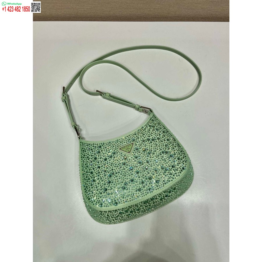 Réplique Prada 1bc169 Sac Prada Cleo En Satin Avec Appliqués Vert