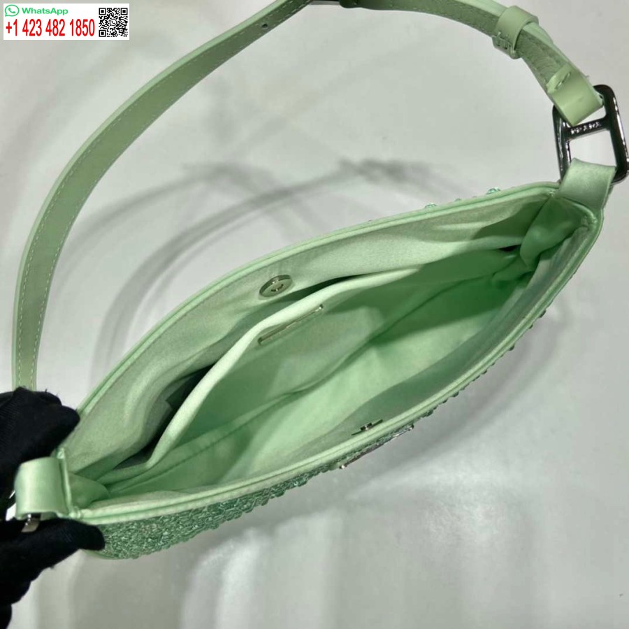 Réplique Prada 1bc169 Sac Prada Cleo En Satin Avec Appliqués Vert