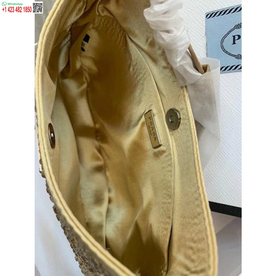 Replica Prada 1bc169 Prada Cleo Satiinilaukku, Jossa Applikaatioita Kultaa