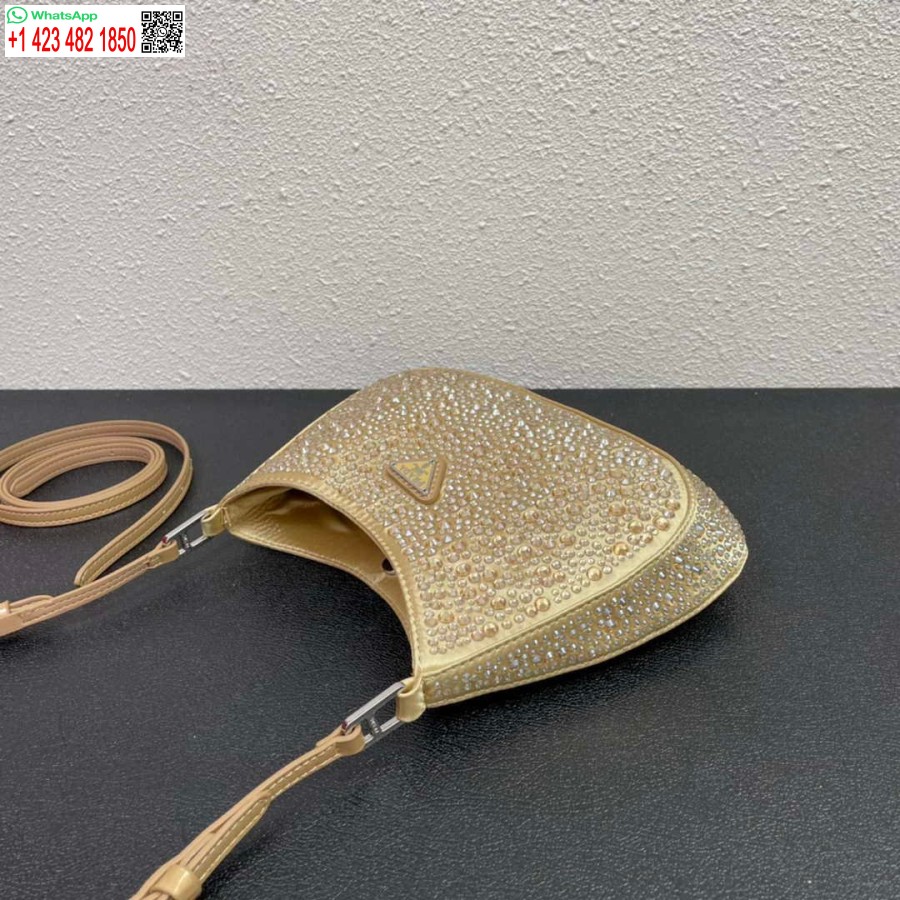 Replica Prada 1bc169 Prada Cleo Satiinilaukku, Jossa Applikaatioita Kultaa