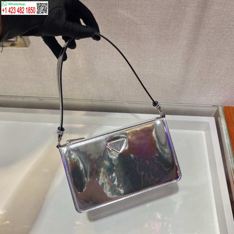 Replica Prada 1BC155 Saffiano leather mini bag Blingbing Silver