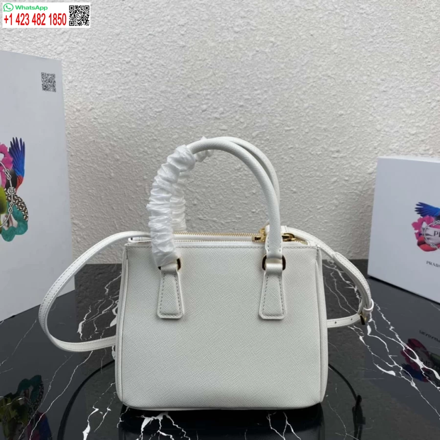 Replica Prada 1BA906 Prada Galleria Saffiano leather mini-bag White