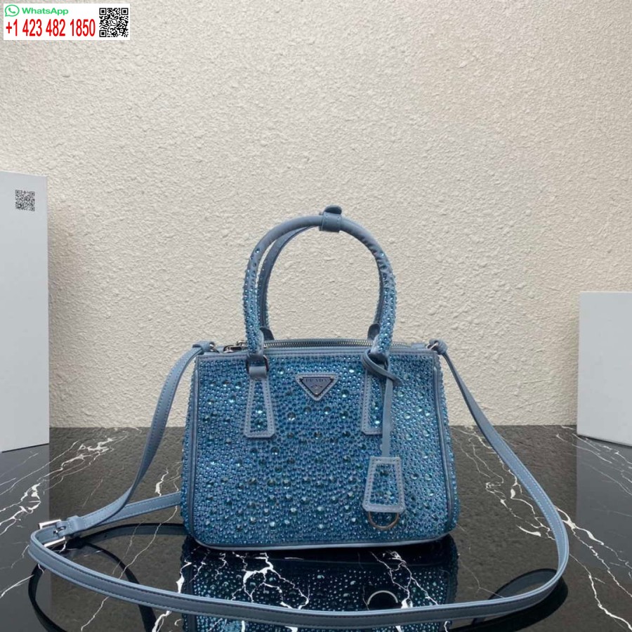 Réplica Prada 1ba896 Prada Galleria Saffiano Bolsa Pequena De Couro Azul