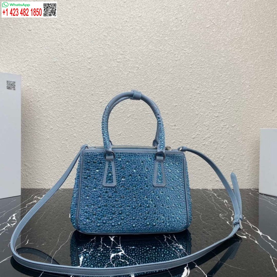Réplica Prada 1ba896 Prada Galleria Saffiano Bolsa Pequena De Couro Azul
