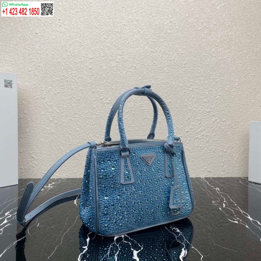 Réplica Prada 1ba896 Prada Galleria Saffiano Bolsa Pequena De Couro Azul