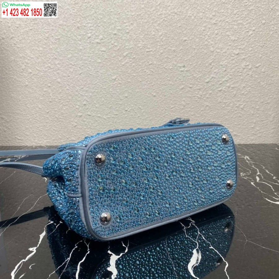 Réplica Prada 1ba896 Prada Galleria Saffiano Bolsa Pequena De Couro Azul