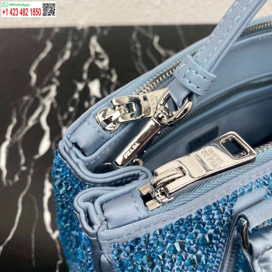 Réplica Prada 1ba896 Prada Galleria Saffiano Bolsa Pequena De Couro Azul